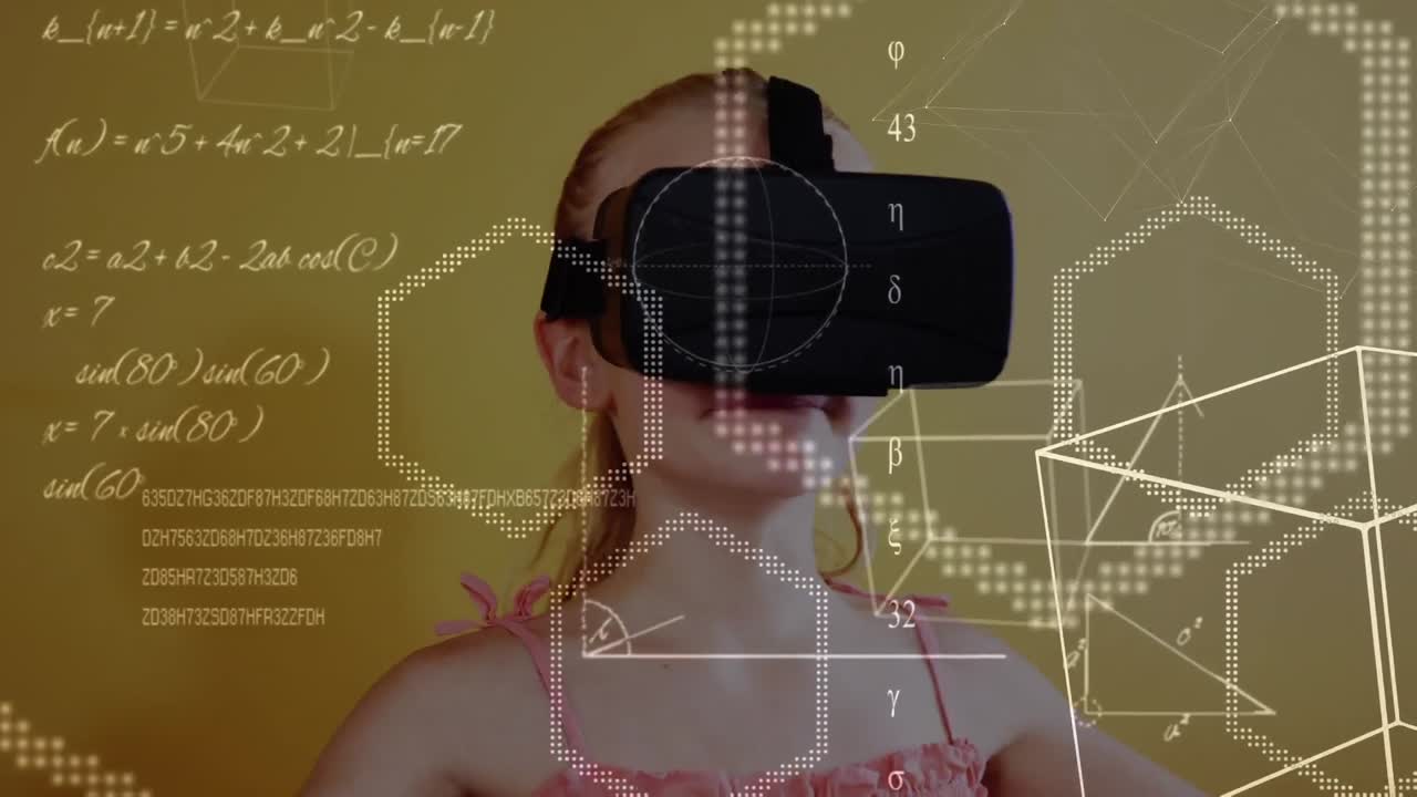 chica usando auriculares de realidad virtual