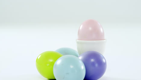 painted easter eggs on white background