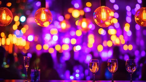una fila de vasos de vino sentados en la parte superior de una mesa de madera