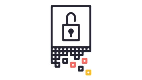 animación de icono de línea de cifrado de datos con alfa