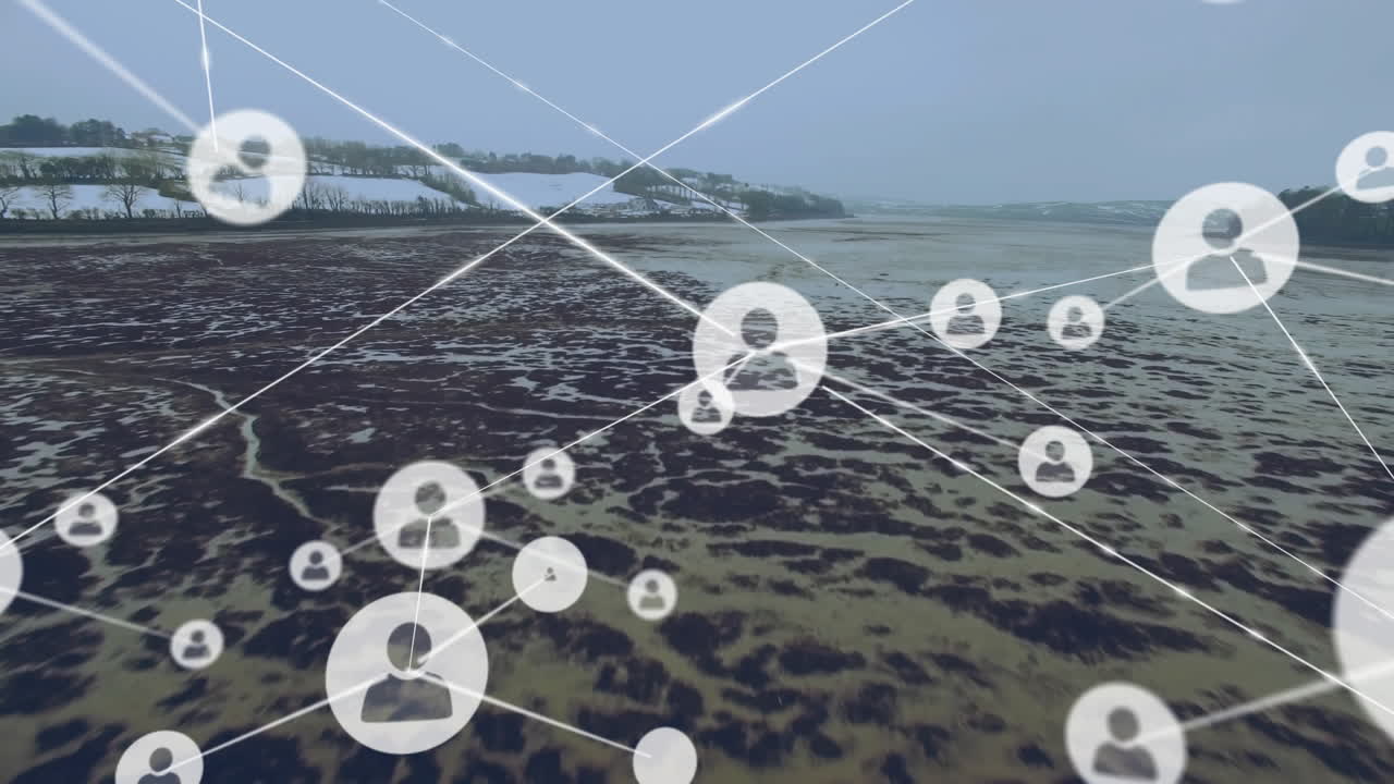 사람들과의 연결 네트워크의 애니메이션 조경에 대한 아이콘