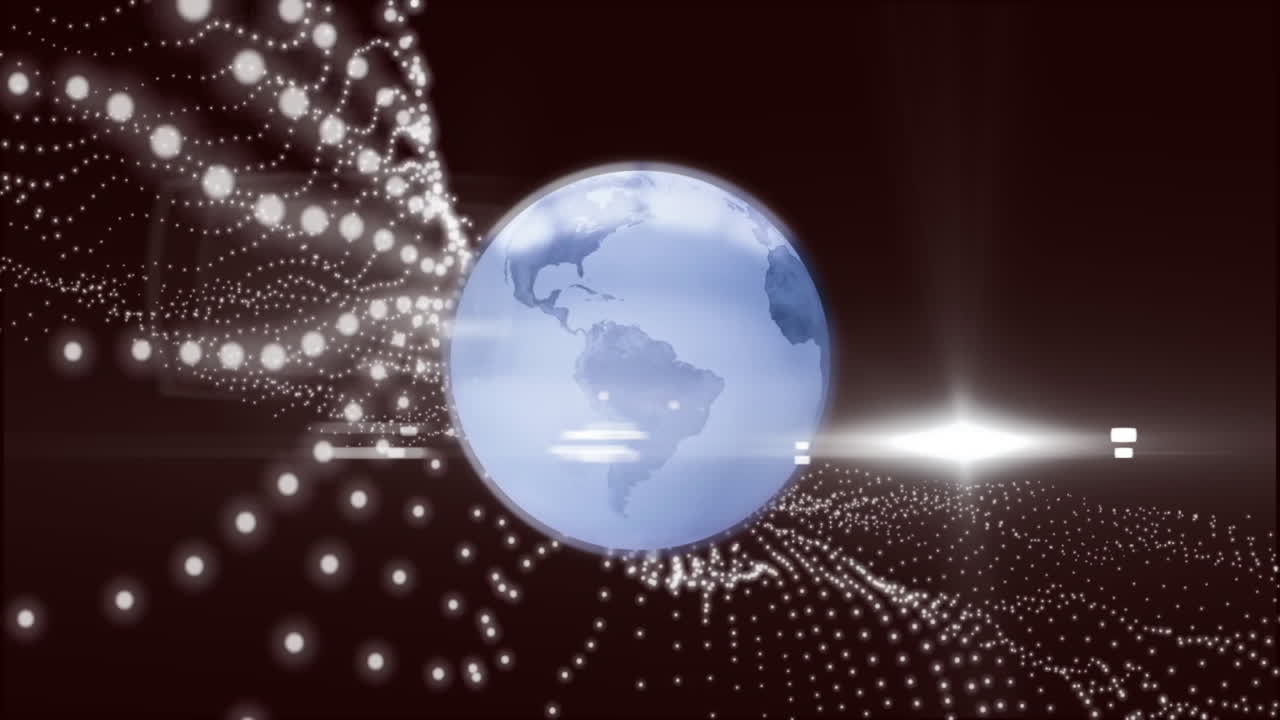 어두운 배경 위에 연결 네트워크와 함께 지구의 애니메이션