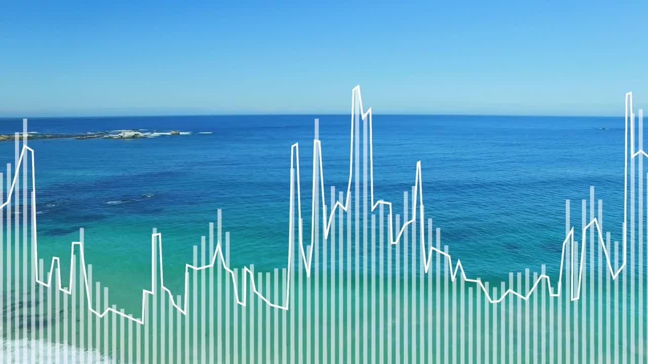 Audio visualizer pulsing bars and waveform rising triggered by audio to show audio energy