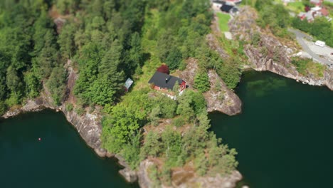 aerial view of the rocky fjord coast