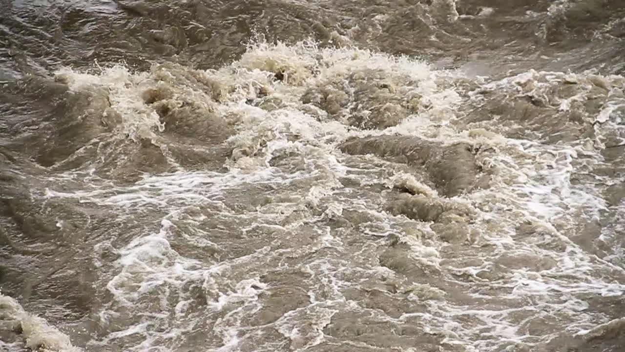Brown Water River Rapids Rush down Stream