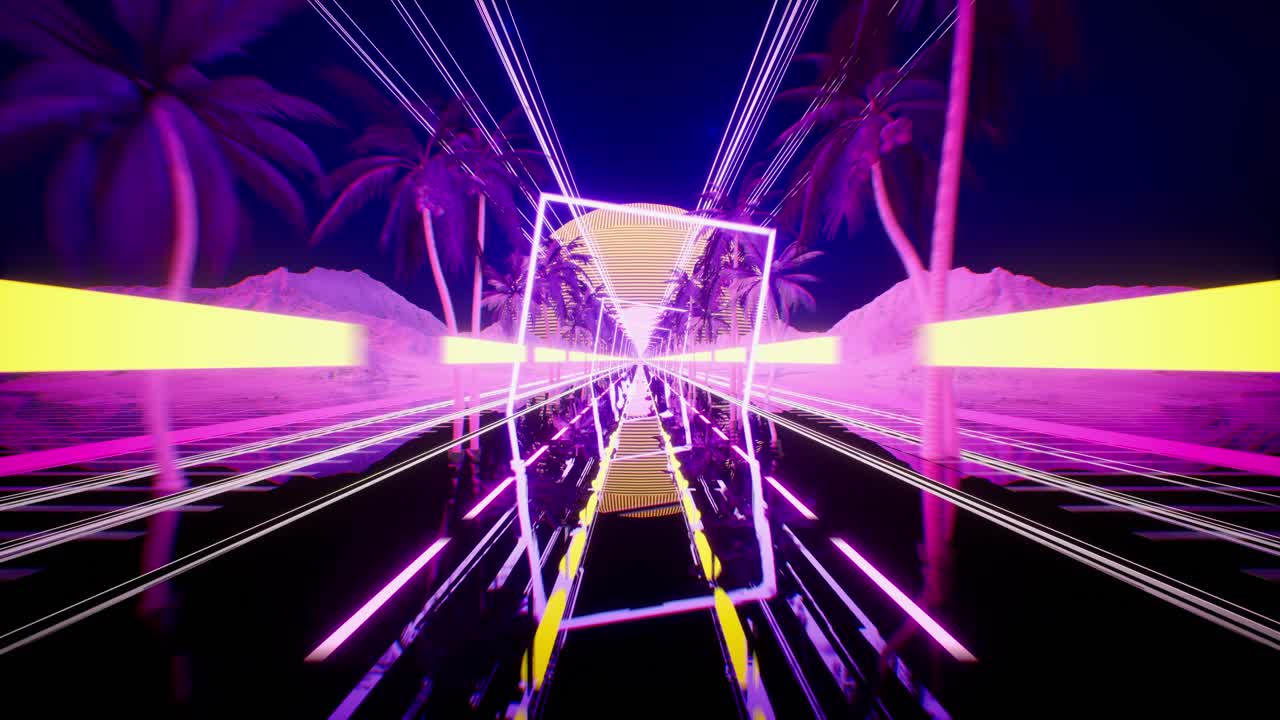 luces de neón parpadeantes. música y concepto de club nocturno. fondo de onda sintética de estilo retro de los años 80