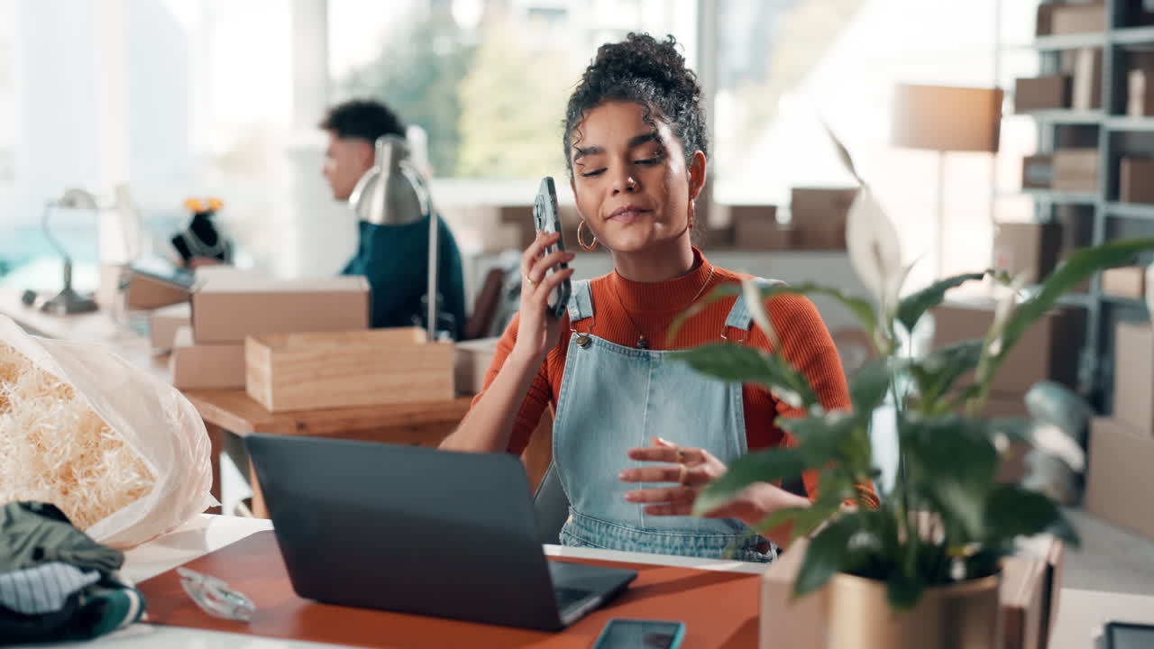 Woman working in her small business office