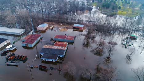 Gebäude-Unter-Wasser,-Überschwemmung,-Verwüstung,-Naturkatastrophen,-Erdzerstörung