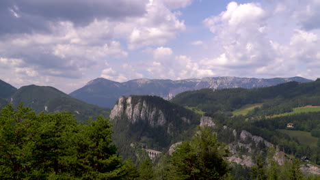 wide open calm view of stunning mountain landscape in europe on clear day