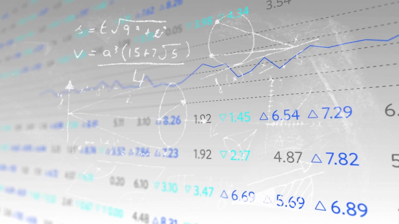 Displaying sparse teal numeric rows, undulating chart, annotating points, visualizing trend growth