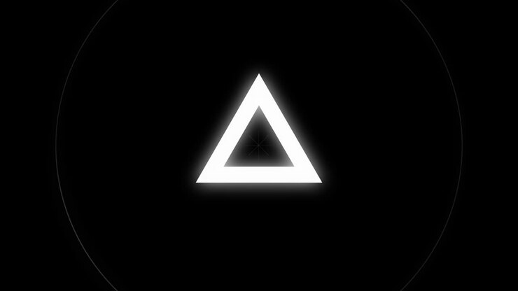 Animation of triangles and circles pulsating on black background