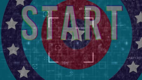 animation of start text over flag of america pattern