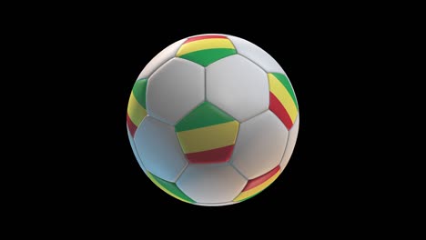 pelota de fútbol con bandera del congo, en fondo negro bucle alfa. renderización en 3d