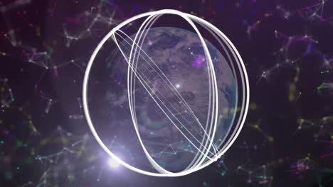 animación del globo, escaneo de alcance y redes de conexiones
