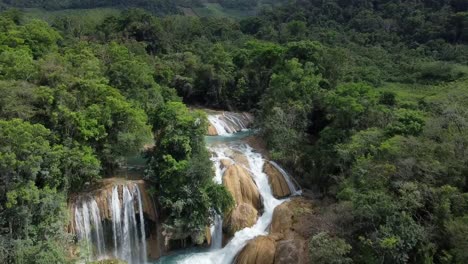 drone shot of the cascada velo de novia in cascadas de agua azul