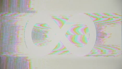glitching infinite symbol zoom-in: animación retro con destellos de luz y fondo oscuro