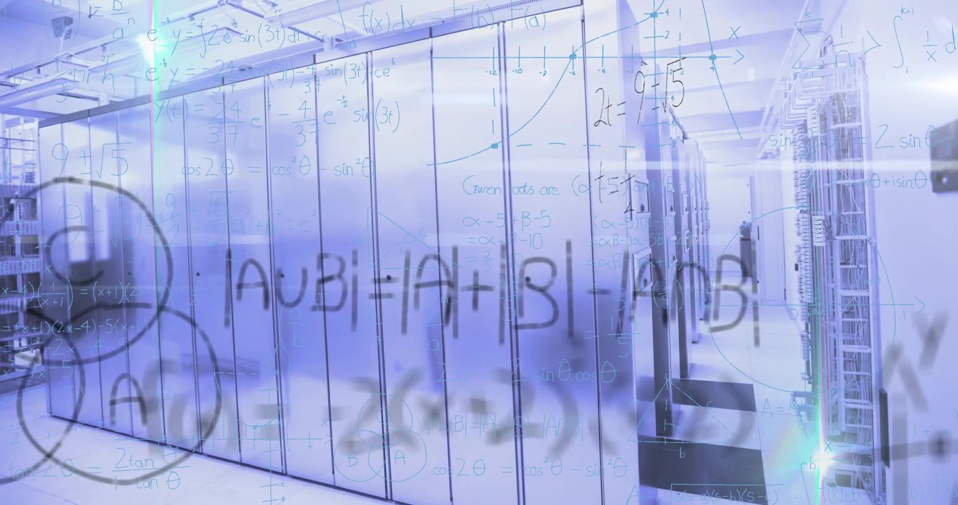 Animation of data processing over server room