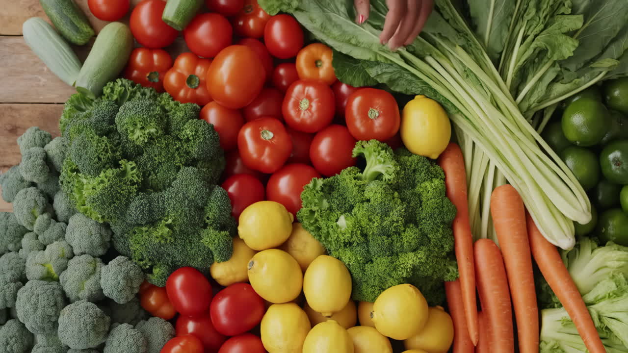 Abundant Assortment of Fresh Vegetables and Fruits