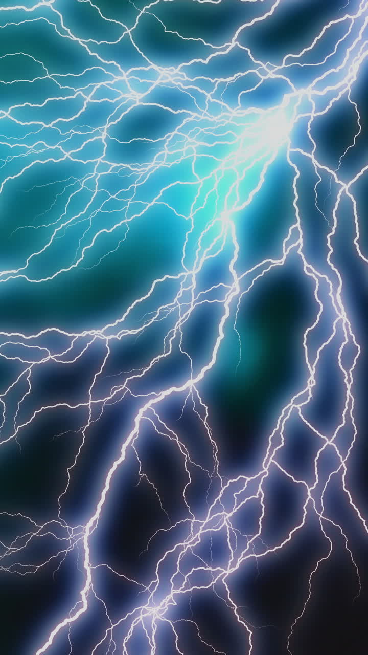 Single Lightning Bolt Striking on Black Background