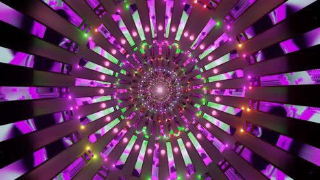 a dazzling array of colorful lights spirals inward, creating a captivating visual display