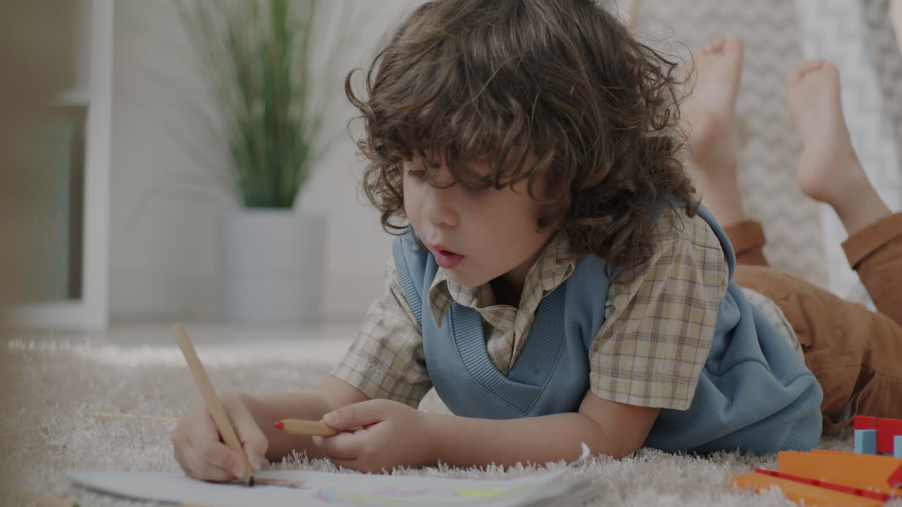 Child Drawing on Carpet