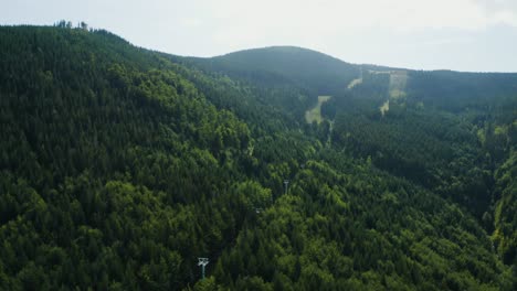 drone reveal of pilsko mountain in polish beskid mountains range