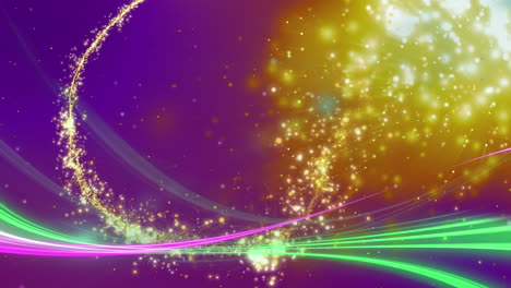 animación de puntos de luz y rastro sobre fondo púrpura