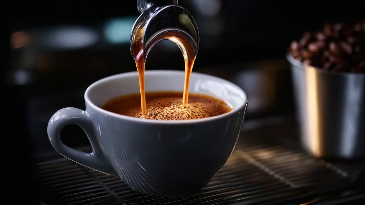 A Captivating Visual Journey of Rich Espresso Extraction: The Art and Technique Behind Brewing the Perfect Cup of Coffee with Espresso Machine Performance and Aromatic Flavor Development