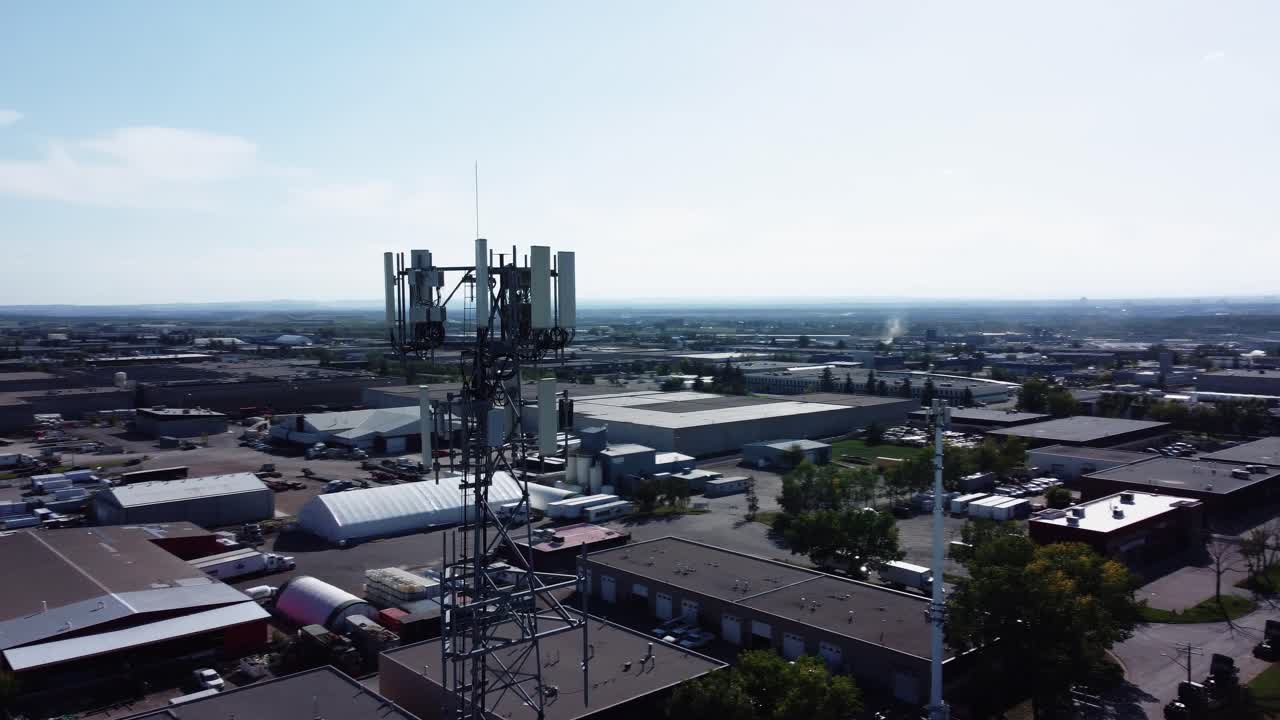 Drone orbit around cell tower in Calgary