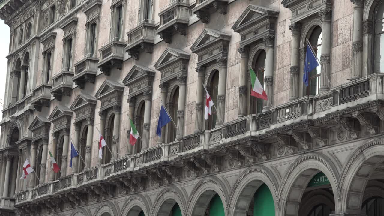 Many italian european and Milan flags