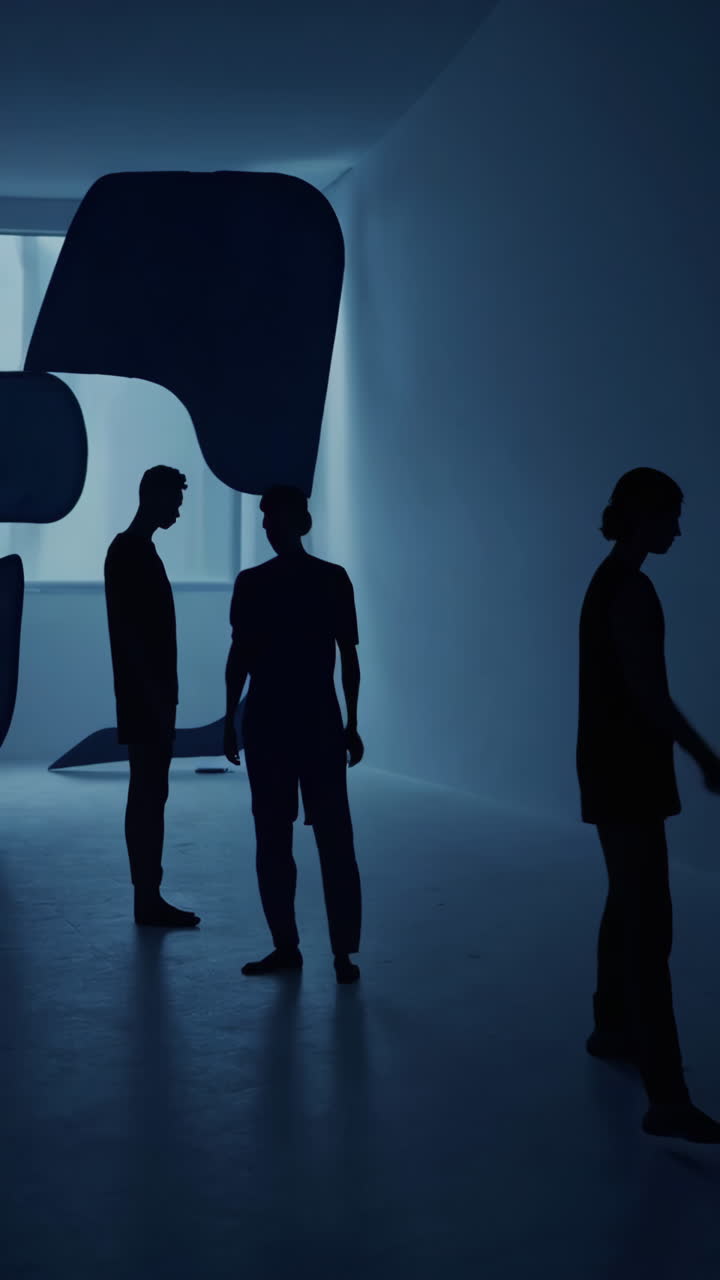 Silhouette Figures in an Art Installation