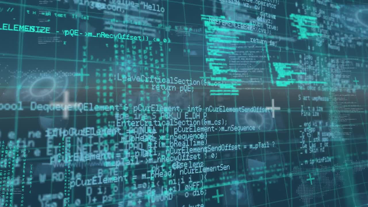 Animation of data processing on blue background