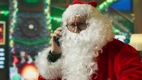 santa claus talking on the phone