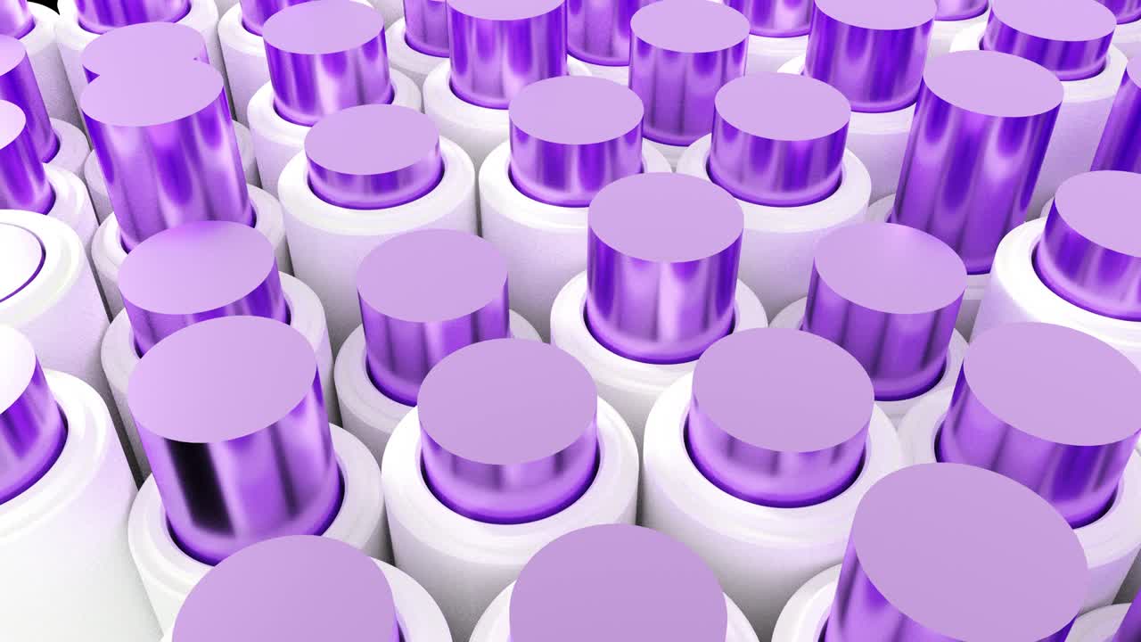 conjunto abstracto de formas de cilindro metálico 3d animación de renderización de fondo. telón de fondo de bucle 4k.