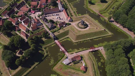 wide view of fortress town bourtange in summer the netherlands, aerial