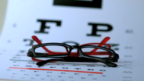 Two-pairs-of-glasses-falling-on-eye-test