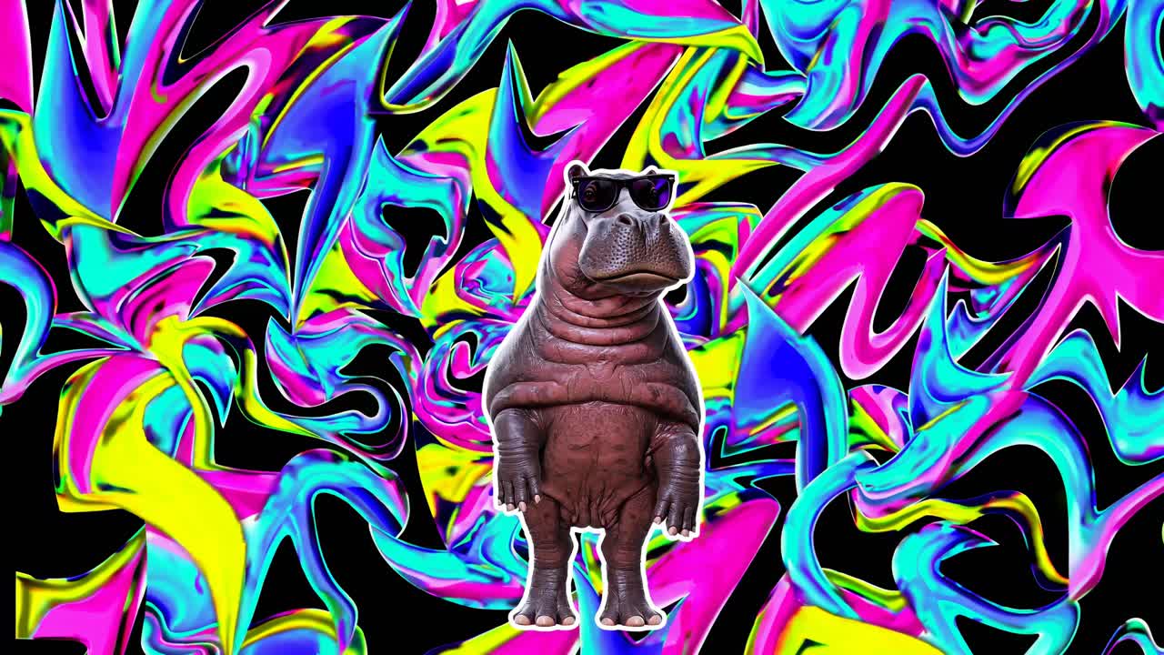 hipopótamo en un fondo de estilo graffiti