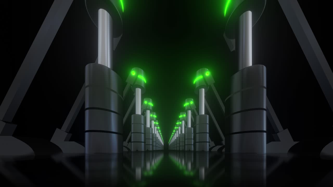 Futuristic Neon Tunnel with Machinery