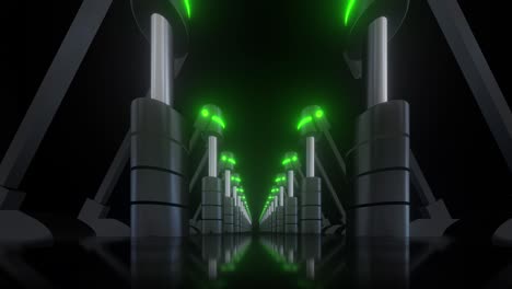 futuristic neon tunnel with machinery