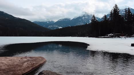 establecimiento de una toma estática del lago verde en whistler, columbia británica