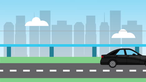 cityscape scene with taxi service