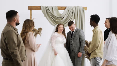 happy couple leaving the altar