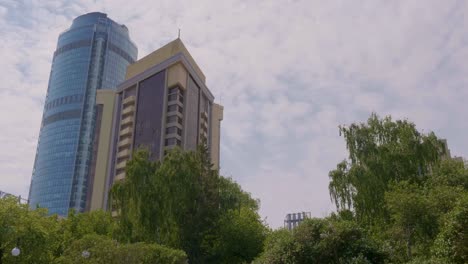 cityscape with modern and older buildings