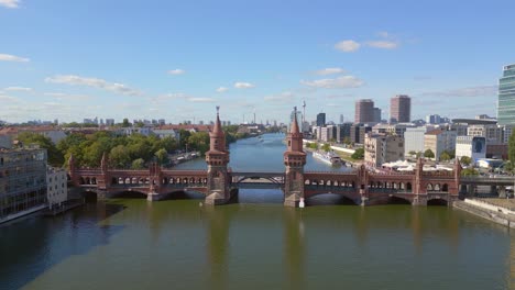 summer day east west berlin border river bridge germany