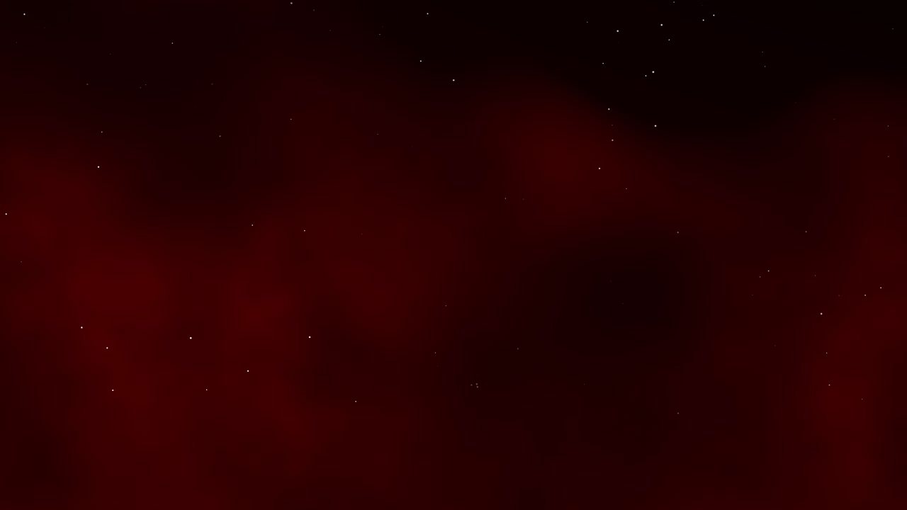 Animation moving away from a red nebula with a bright starfield in deep space