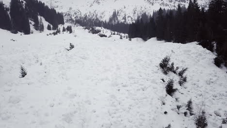 zona de escape de avalanchas en los alpes, austria, kleinwalsertal, mal tiempo