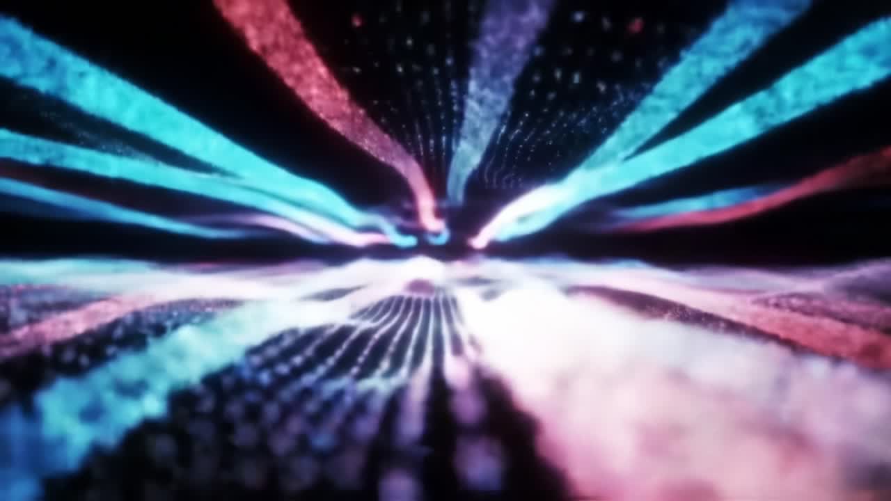 Mesmerizing Waves of Light: A Dynamic Visualization of Energy Flow Created by Colorful Particles and Fluid Motion in an Abstract Digital Landscape