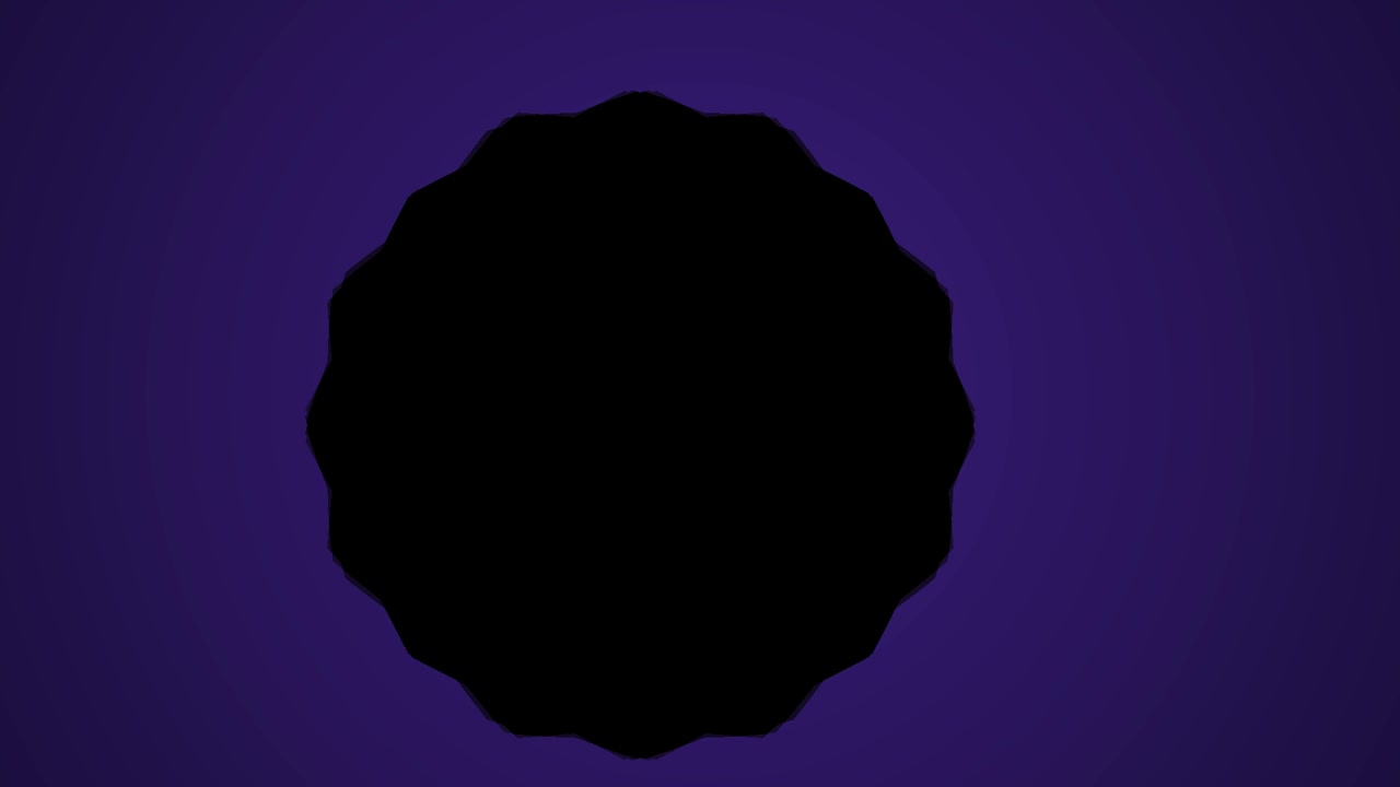 Abstract Black Circle Expanding and Contracting on Purple Background