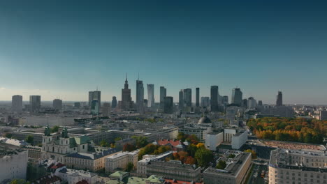 aerial 4k high resolution footage of poland's capital city warsaw