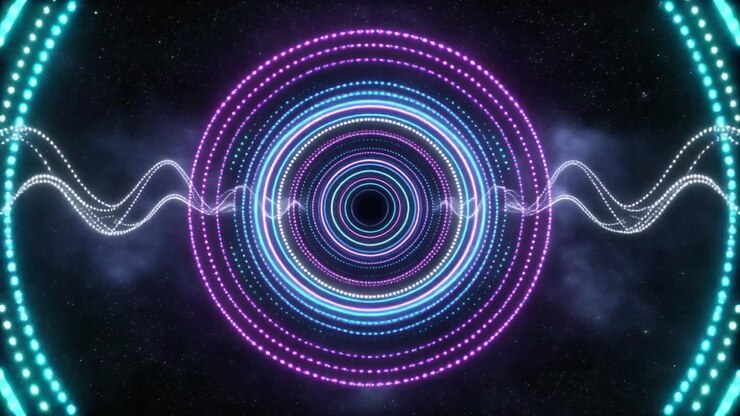 Abstract Neon Circles and Sound Wave Animation